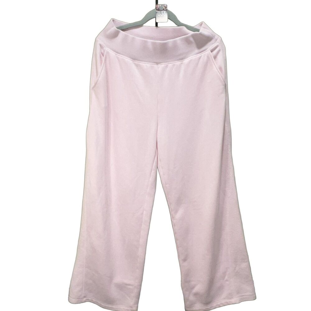Aerie Women's Pink Wide-Leg Pants Size M Elastic Waist Pockets Knit Casual